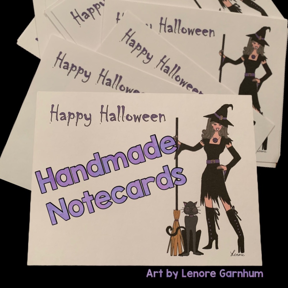 Halloween Witch handmade note cards my art